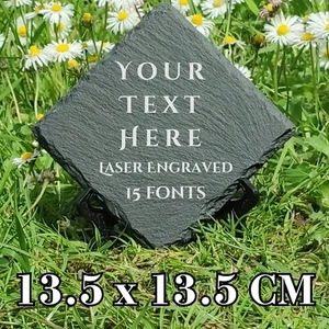Personalised Slate Plaque 13x13cm Custom Sign Gift Memorial Any Text Engraved - Picture 1 of 3