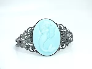 Little Mermaid Ariel Cameo Cuff Bracelet, Seafoam Green Jewelry - Picture 1 of 7