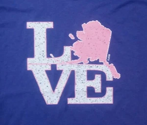 I Love Alaska State Souvenir t shirt L NEW Nwot 50/50 purple pink - Picture 1 of 5