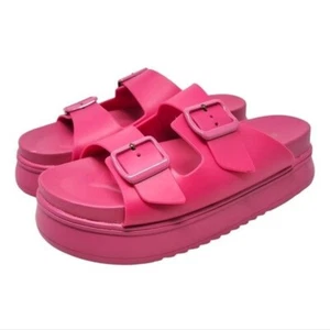 Colección Truffle | Sandalias Gruesas Plataforma Hebilla Frontal Deslizables Rosa Neón Talla 7 - Imagen 1 de 14