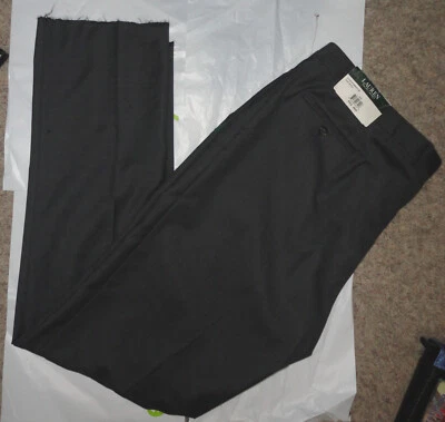 LAUREN RALPH LAUREN Mens GRAY WOOL ULTRAFLEX SLACKS~Dress Pants~Size 46 UNHEMMED - Image 1 of 4