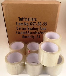 24 rollos de cinta transparente de sellado de cartón para embalaje/envío/caja - 2 mil - 3" x 55 yardas - Imagen 1 de 1