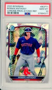 ROMAN ANTHONY 2023 Bowman Chrome 1st Atomic Refractor SP RC PSA 10 - Picture 1 of 2
