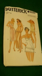 Butterick N0. 4020 Size 12 lingerie camisole bodysuit 1/2 slip - Picture 1 of 2