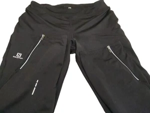 Salomon Actitherm Leggings Womens L Black Ankle Zip Running Jogging Pants - Picture 1 of 7