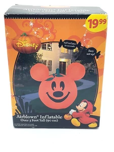 Disney Mickey Mouse Pumpkin Inflatable 3ft Airblown Halloween Yard Decor Gemmy - Picture 1 of 12
