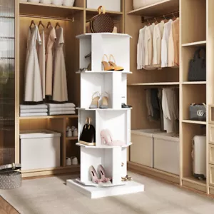 4 Tier Rotating Bookshelf, 360° Revolving Bookcase Rotating Stackable Shelves - Picture 1 of 12