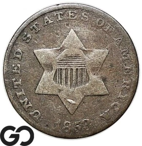 1853 Three Cent Silver Piece - Picture 1 of 3