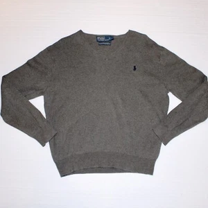Vintage Polo Ralph Lauren Sweater Large Gray Lightweight Pima Cotton 90’s - Picture 1 of 7