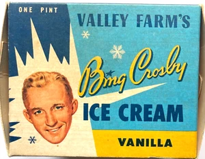 ORIGINAL DE COLECCIÓN BING CROSBY VAINILLA HELADO 1 CAJA DE PINTA PUBLICIDAD COLORIDA - Imagen 1 de 5