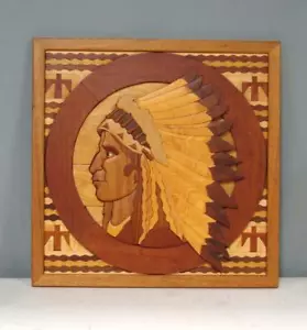 Native American Indian Man Wonderful Looking Hand Crafted Wood Plaque 24.5'' - Picture 1 of 8