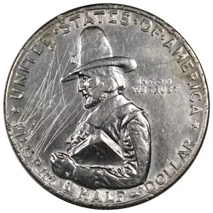 1920 Pilgrim Commemorative Half Dollar XF/AU Details Damaged A1198 - Picture 1 of 2