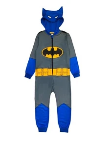 Boys Batman 1Onesie 2-8 Yrs Size Hooded Dress Up Detachable Cape World Book Day - Picture 1 of 5