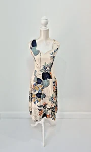 Caroline Morgan Tiger Orchid Print Fit & Flare 1950s Style Dress Size 10 GC - Picture 1 of 19