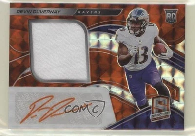 2020 Spectra Neon Orange Prizm /15 Devin Duvernay #231 RPA Rookie Patch Auto RC - Image 1 of 2