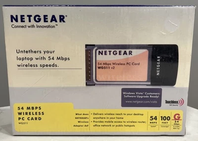 Netgear WG511 54Mbps Wireless PC Card WG511VCNA 2.4Ghz 802.11g WiFi Internet - Image 1 of 4