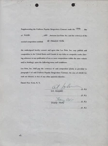 AL JOLSON - DOKUMENT SIGNIERT 29.03.1944 MITSIGNIERT VON: HARRY AKST - Bild 1 von 2