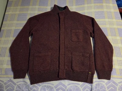 Barbour Jumper Wool Cardigan Sweater Button Insulated Lined 3 Pocket Burgundy - Image 1 of 4