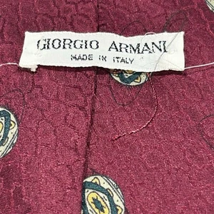 Vintage Giorgio Armani Burgunderrot Geprägte Foulard Seidenkrawatte Made in Italy - Bild 1 von 6