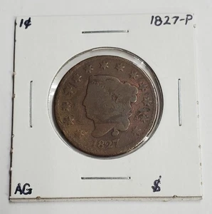 1827 Coronet Large One Cent AG - Picture 1 of 6