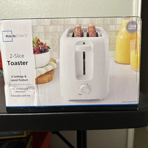2-Slice Toaster White with 6 Shade Settings and Removable Crumb Tray - Picture 1 of 7