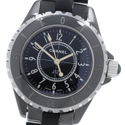 Reloj de cuarzo para dama Chanel J12 H0681 esfera negra cerámica fecha esfera negra_930123 Foto 1 de 4