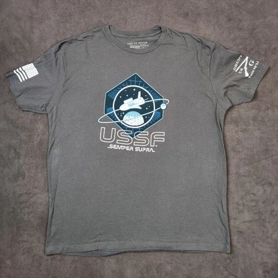 Camisa Estilo Grunt Para Hombres 2X Gris USSF Semper Supra Gráfico Camiseta Militar Patriótica Foto 1 de 4