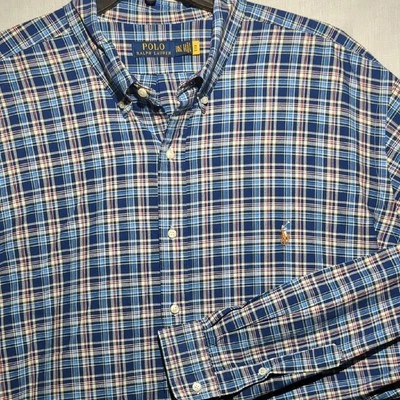 Polo Ralph Lauren Plaid Flesh Pony Long Sleeve Button-down Mens Size 3XLT - Image 1 of 4