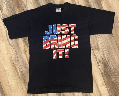Винтажная мужская футболка The Rock средний размер черная WWE Wrestling Just Bring It США 2001 - Изображение 1 из 4