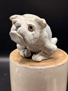 Vintage Studio Pottery Stylized Clay Bulldog Figure Unsigned 6.5" x 3” - Picture 1 of 8