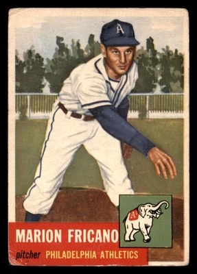 1953 Topps Marion Fricano Rookie RC #199 Philadelphia Athletics Fair Set Break - Image 1 of 2