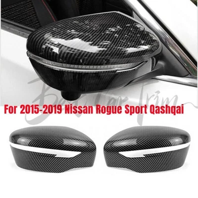 Side Mirror Cover For 2015-2019 Nissan Rogue Sport Qashqai X-Trail Carbon Fiber - Imagem 1 de 4