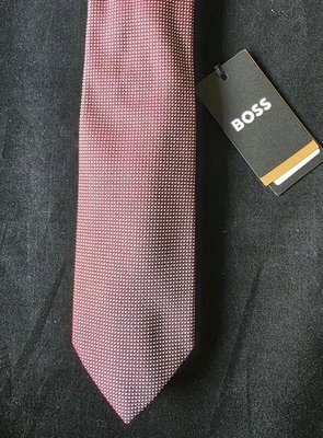 Corbata de seda Hugo Boss etiqueta negra roja/blanca hecha en Italia #50532847-nueva con etiquetas Foto 1 de 4