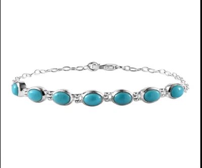 Sleeping Beauty türkis ovale Einfassung Bolo Armband Sterlingsilber 7,50 Zoll - Bild 1 von 4