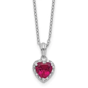 Collana in argento sterling con cuore rubino e diamanti - Foto 1 di 4