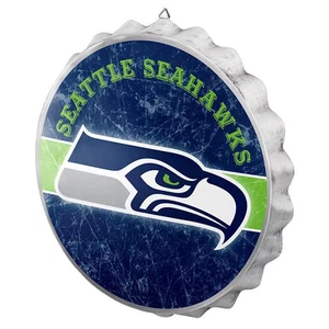 FOCO NFL Seattle Seahawks Team Logo Metal Distressed Bottle Cap Wall Sign - Picture 1 of 1