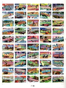 State Greetings 34¢ Stamps: 1 Mint Sheet 50 US Postage (13-333y) - Picture 1 of 1