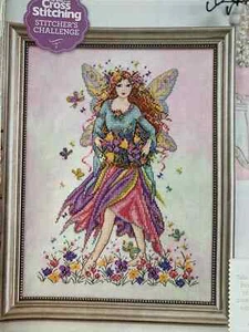 Solo tabella punto croce - Joan Elliott fata di primavera con farfalle + fiori - Foto 1 di 1