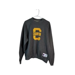 Champion Authentic Varsity Buchstabe C Logo Sweatshirt mit Rundhalsausschnitt grau Grafik Large - Bild 1 von 4
