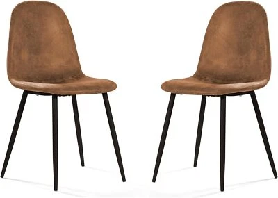 2 Dining Chairs High Back Metal Legs Modern Kitchen Room - Image 1 of 4