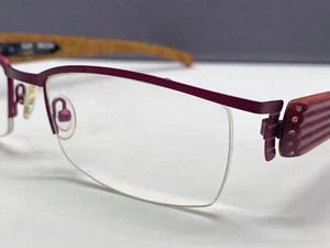 Boucheron Brille Damen Rot Strass Holz Bügel Halbrand BEO 129.03 NP: 765€ - Picture 1 of 12