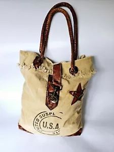 Bolso de Mano Mona B Marrón EE. UU. Lona Estampado Mediano Compras Bolso de Hombro Cartera - Imagen 1 de 20