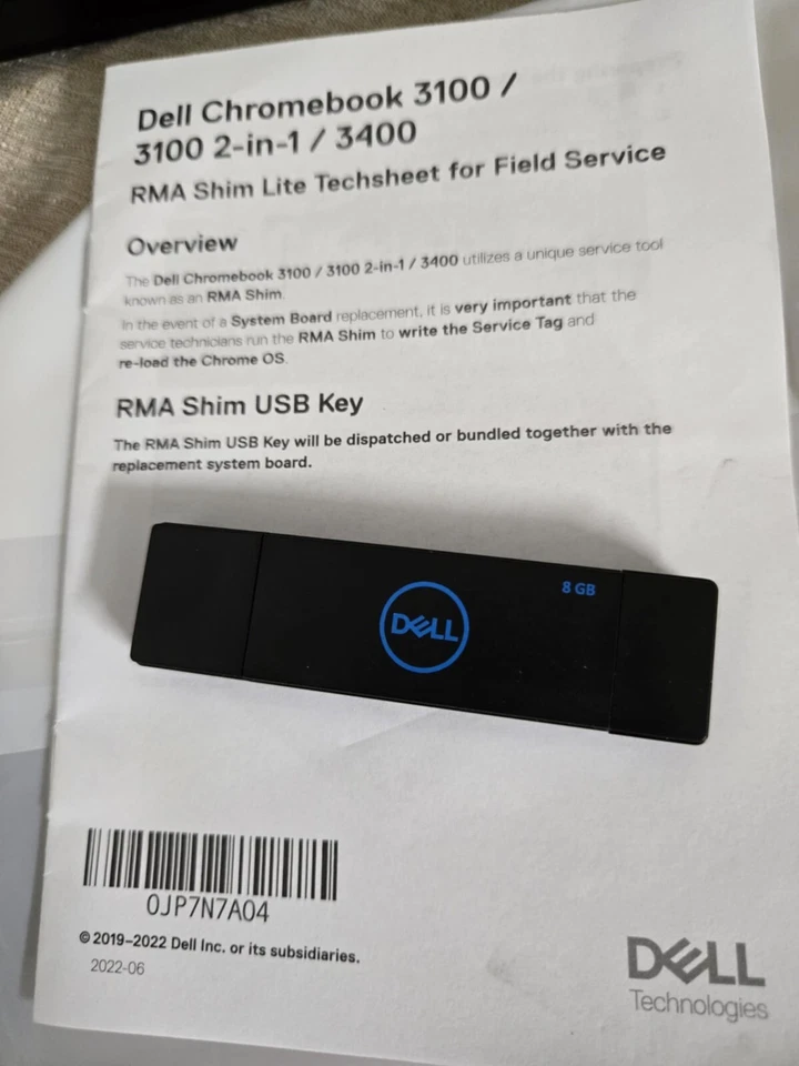DELL Chromebook 3110 and 3110 2-in-1 RMA Shim LITE  USB P/N 1TD9X - Image 1 of 1