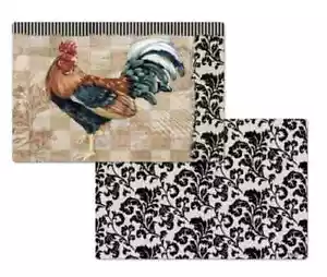 Silver Coast Creations BERGERAC ROOSTER Vinyl Reversible Placemats Set of 4 - Picture 1 of 3