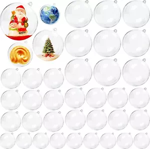 40 PCS Clear Acrylic Ball Ornaments, Plastic Christmas Fillable Ornaments - Picture 1 of 4