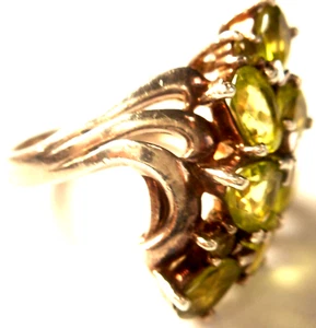 Vtg Peridot 925 Sterling Silver Cocktail Cluster Ring Size 6 - Picture 1 of 5
