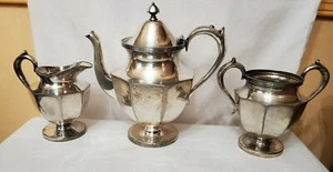 hartford sterling co. set da tè quadruplo placcato teiera crema e zucchero - Foto 1 di 5
