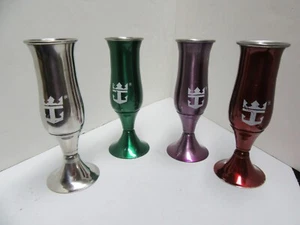 4 Royal Caribbean Cruise Loving Cup Metal Shot Glasses, with the SMALL RC logo - Picture 1 of 4