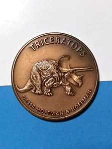 HOFFMAN MINT Dino Coins 1994 Triceratops Bronze Medallion Coin - Picture 1 of 3