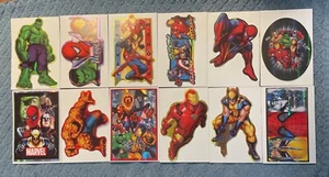 Marvel Heroes Complete Set of 12 Vending Stickers Lot 2010 w/ sleeves - Picture 1 of 2